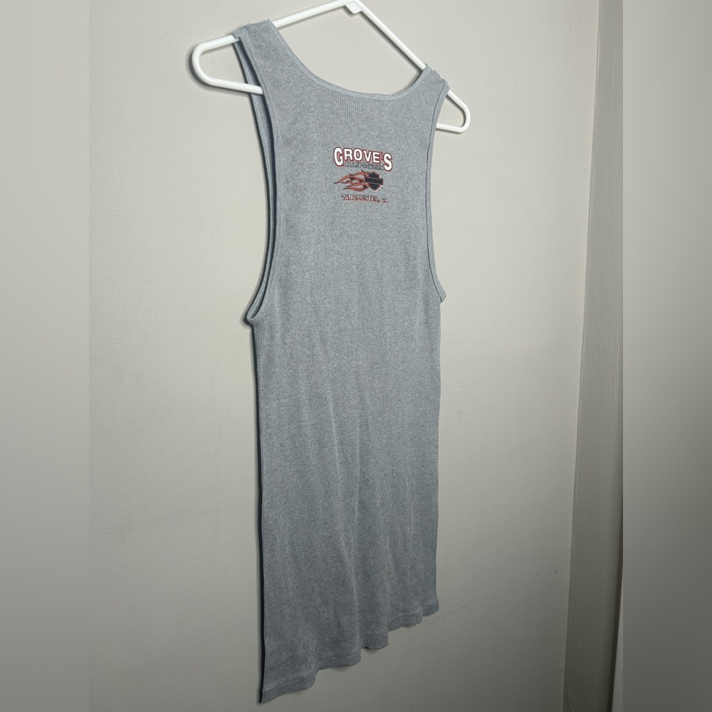 Motor Harley Davidson Ribbed Wife Beater Tank Top Sleeveless Undershirt Gray XL - Picture 4 of 10